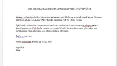 Banka Dilekçe Örneği